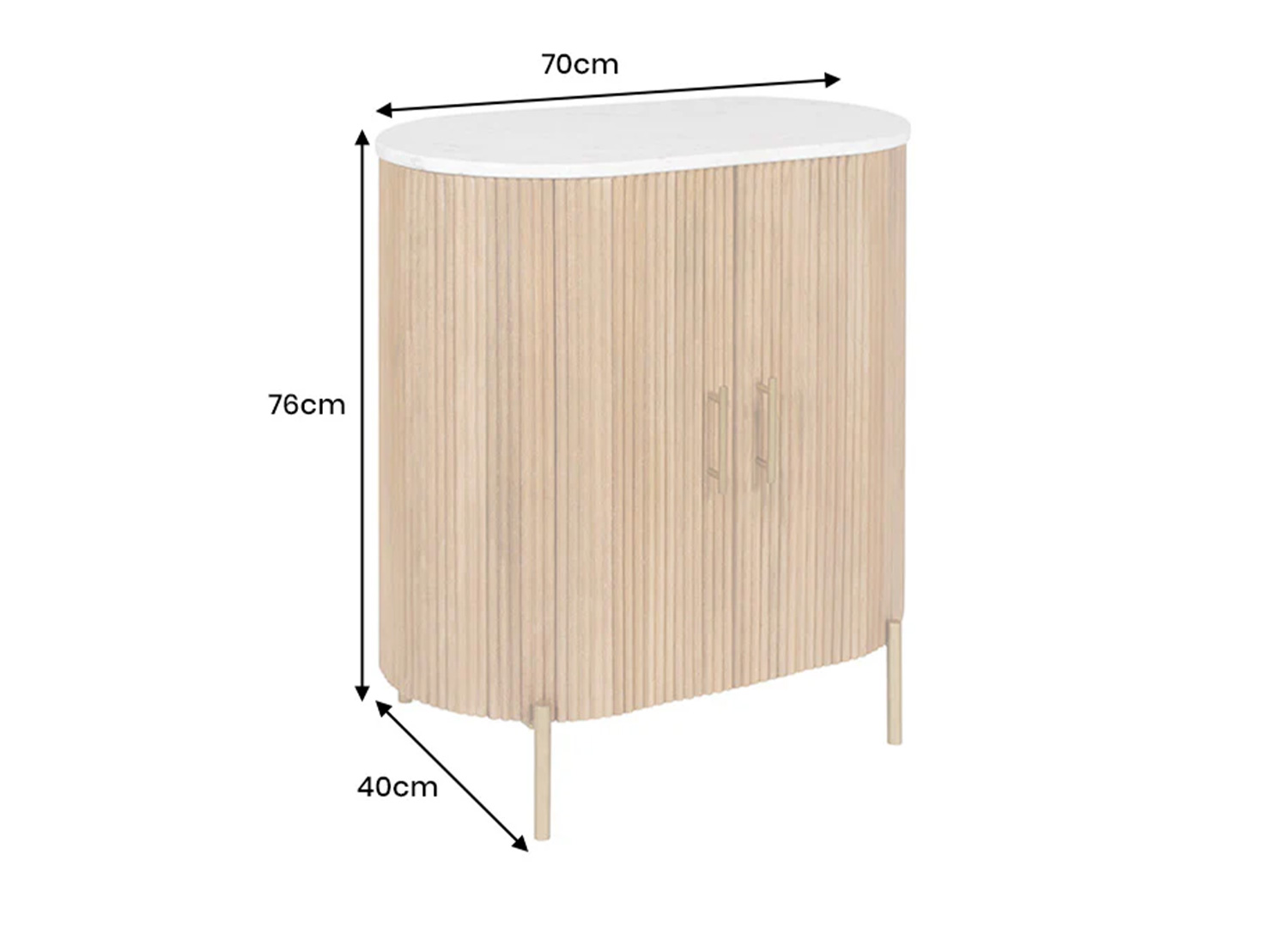 Dimensions de la commode MARELLO 70 cm largeur 70 cm hauteur 76 cm profondeur 40 cm
