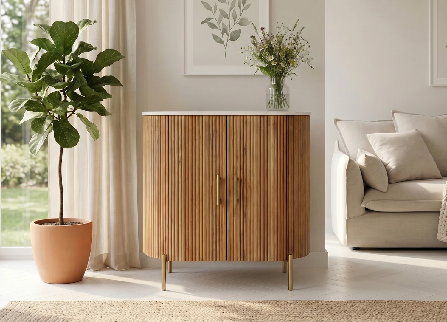 Commode MARELLO 70 cm avec rangement en bois de manguier