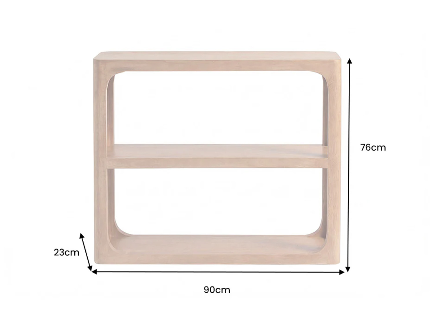 Dimensions de la console NOMA 90 cm en bois de manguier massif largeur 90 cm hauteur 76 cm profondeur 23 cm