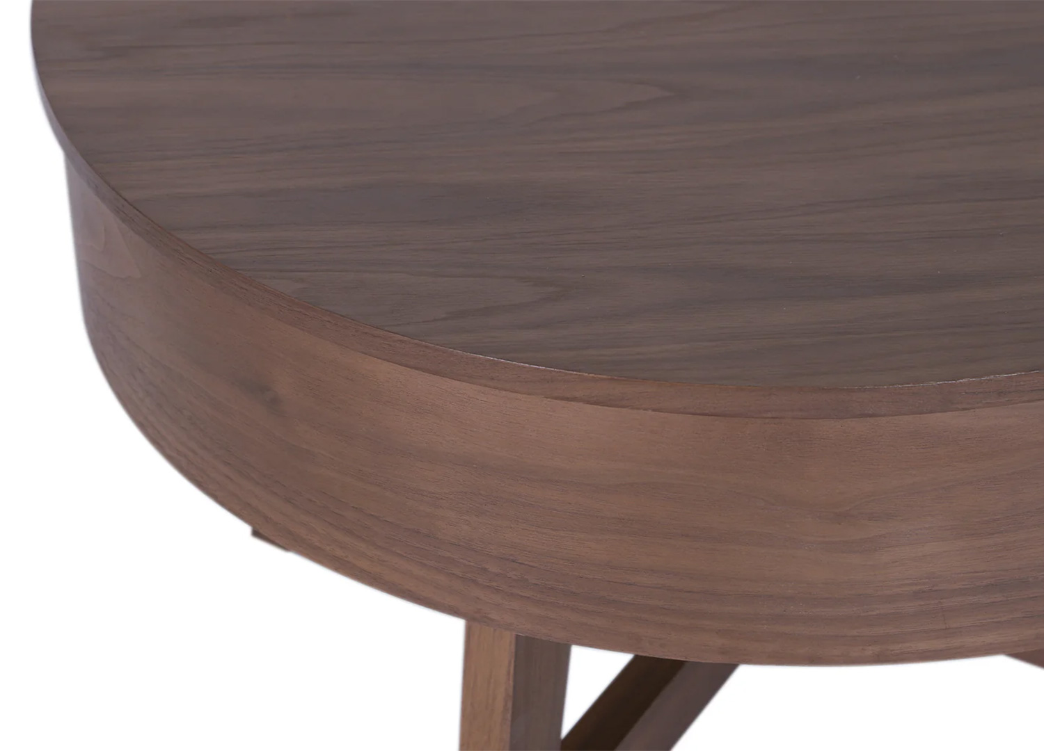 Zoom sur le plateau finition noyer de la table basse NARA en bois de manguier