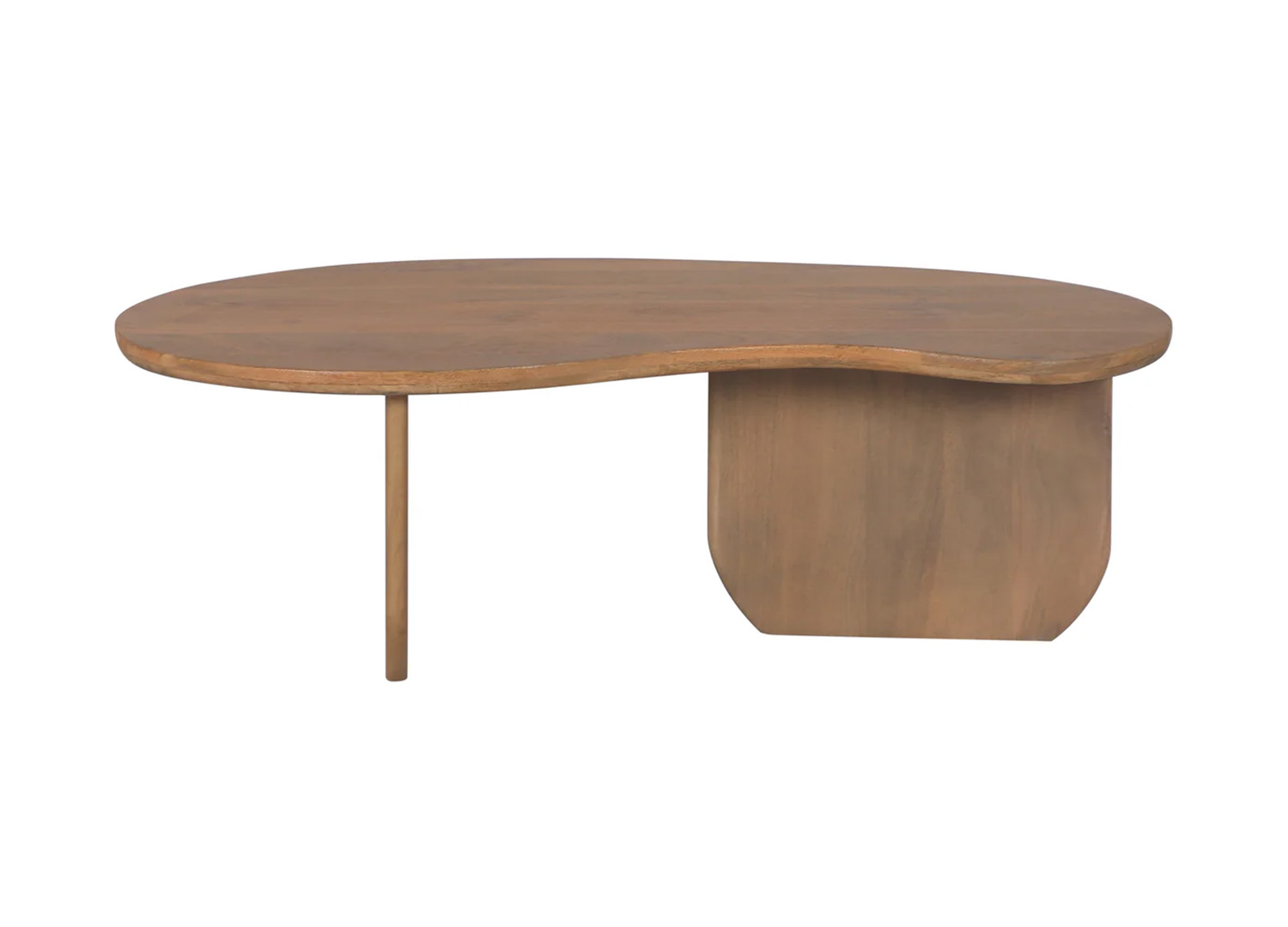 Table basse ORGANIC 120 cm en bois de manguier finition miel sur fond blanc