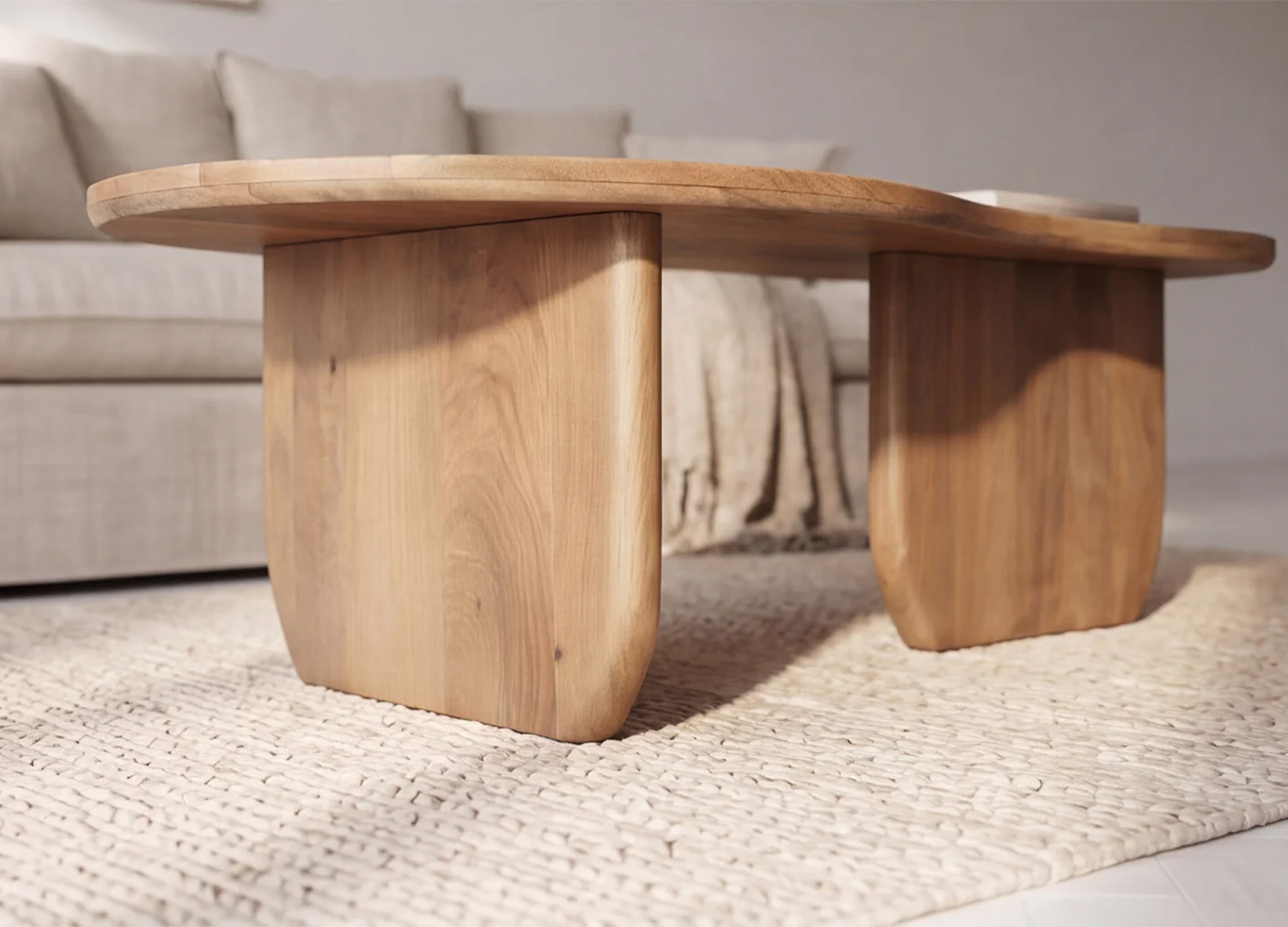 Table basse de salon moderne en bois massif