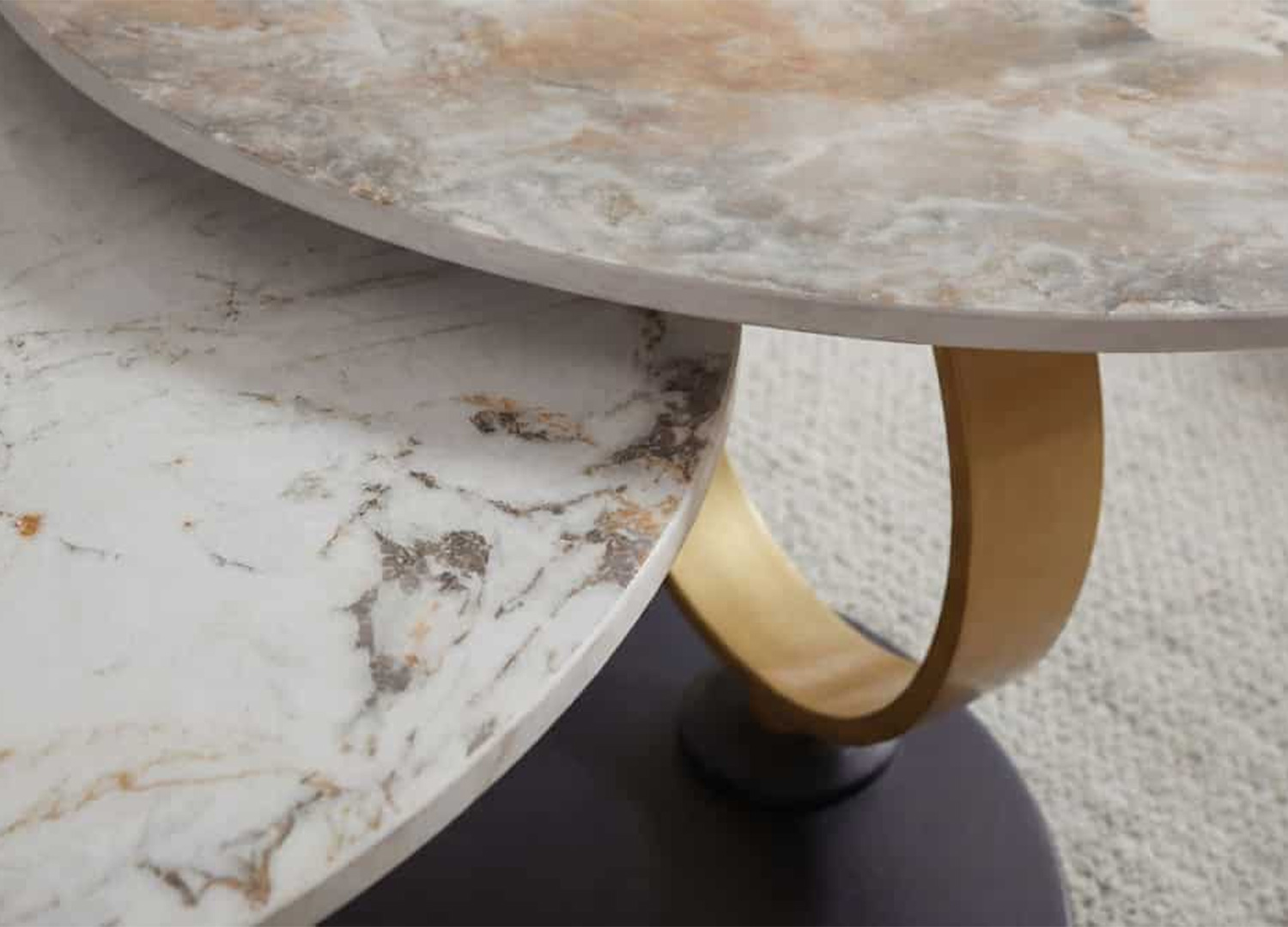 Table basse TIZIO avec double plateau rotatif effet marbre