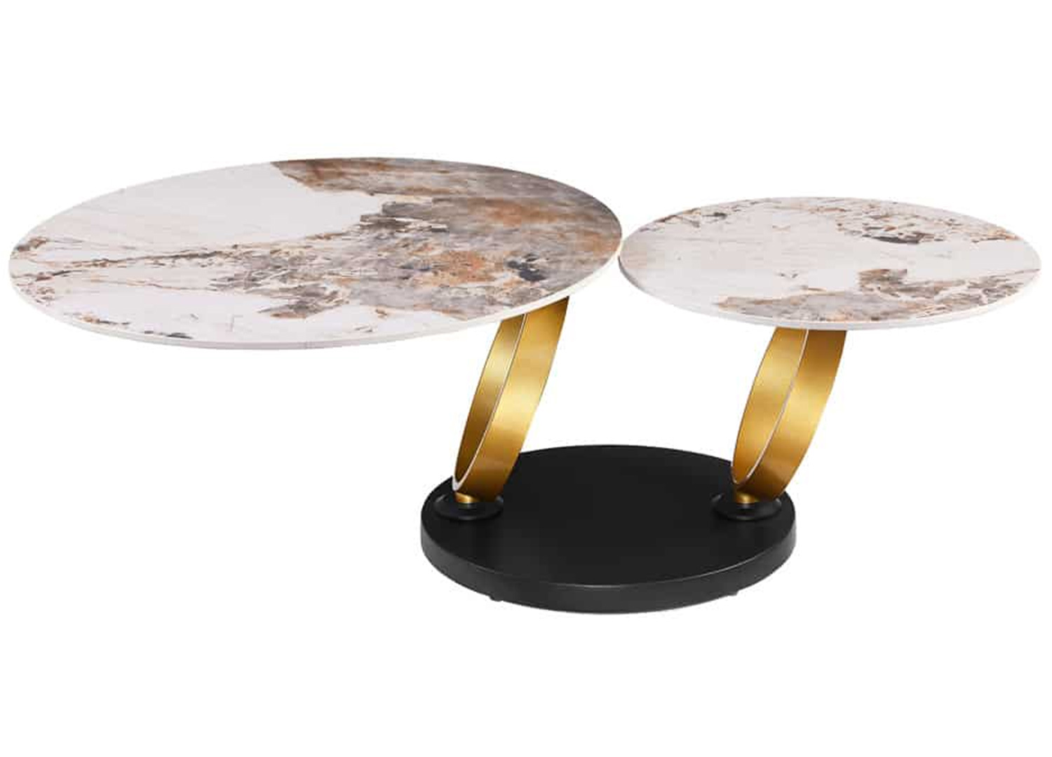 Table basse TIZIO à double plateau pivotant pour salon moderne