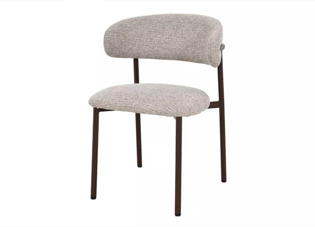 Chaises design taupe et pieds métal noyer