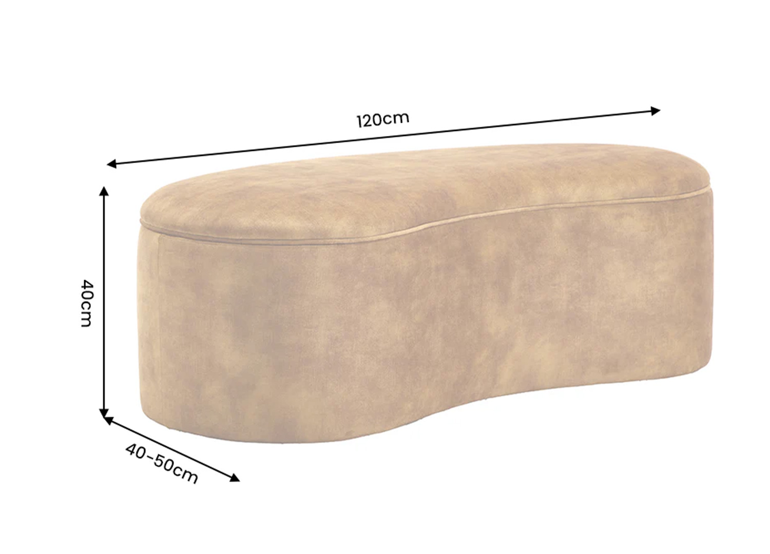 Banquette coffre SOLANE en velours moutarde avec assise fermée et rangement ouvert
