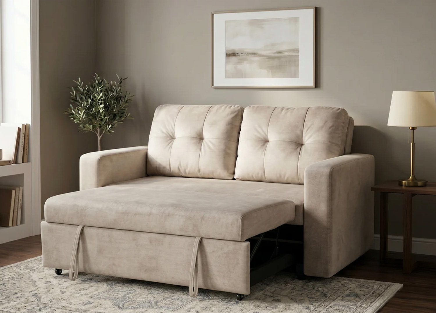Canapé de salon convertible moderne beige