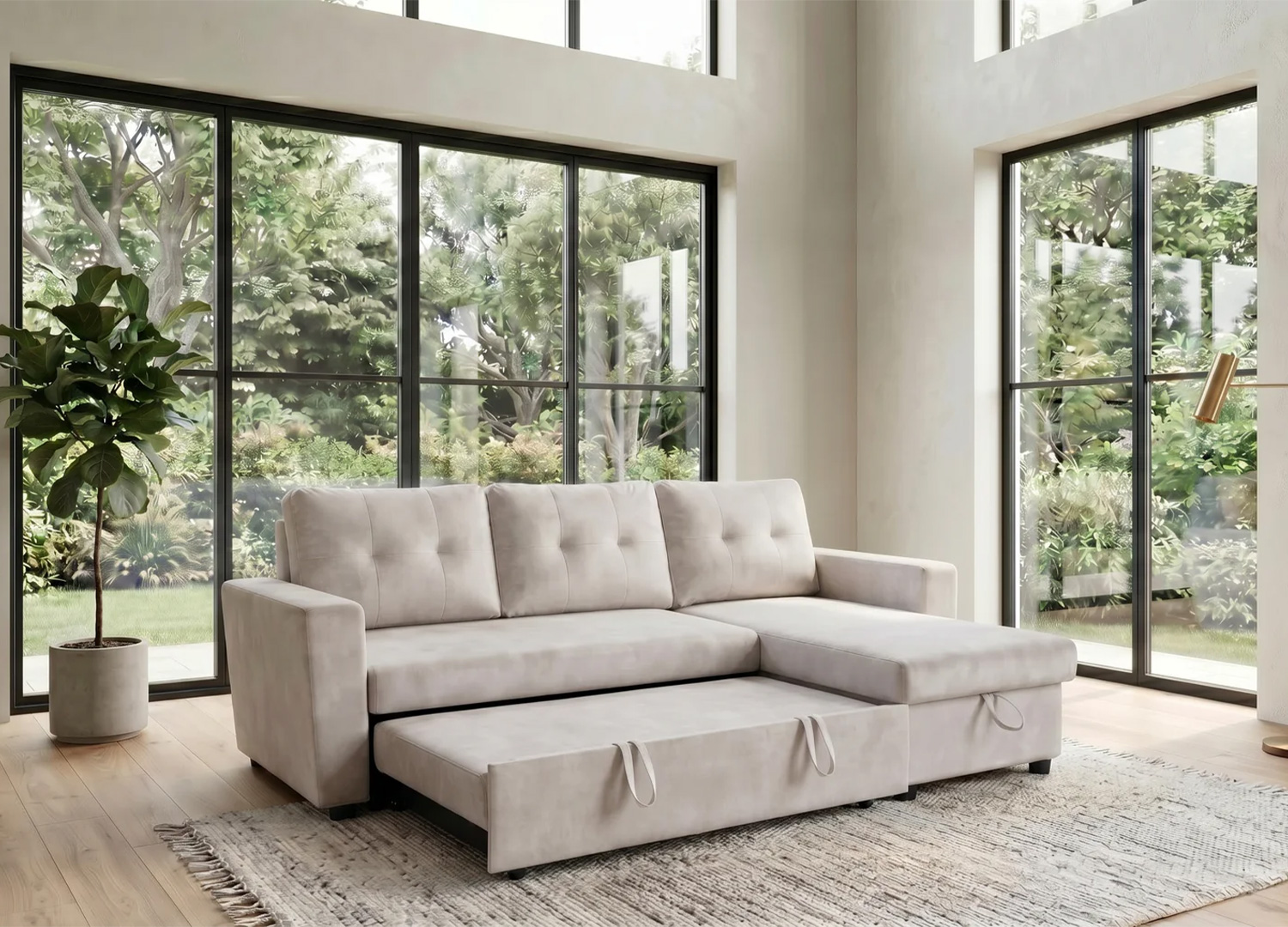 Système d’ouverture du canapé-lit convertible MALO beige