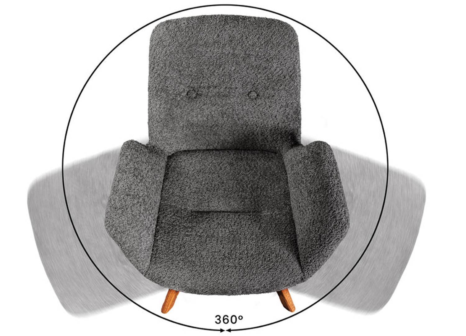 Schéma de rotation à 360 degrés de la chaise LIORA gris anthracite