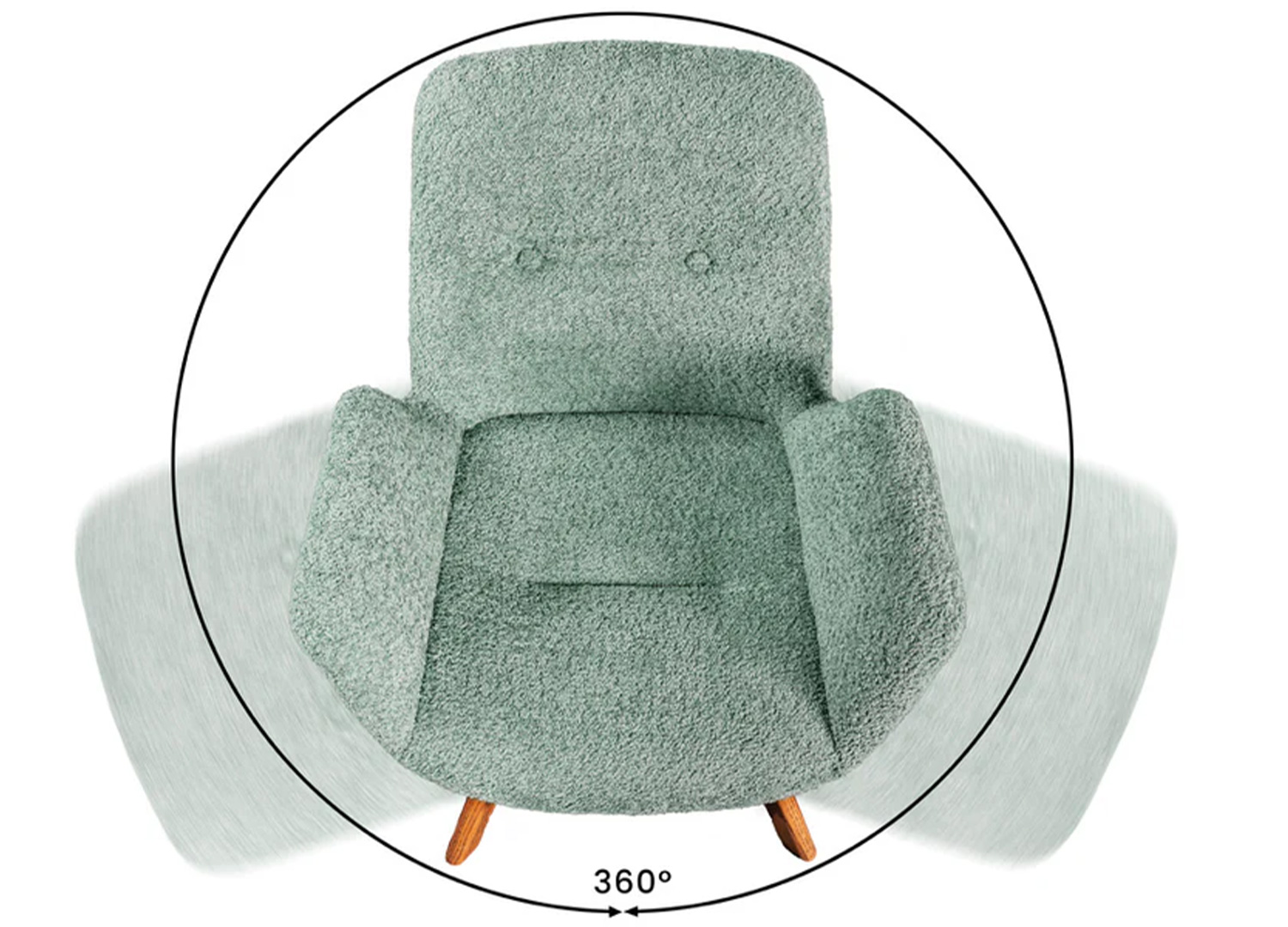 Schéma de rotation à 360 degrés de la chaise LIORA vert menthe