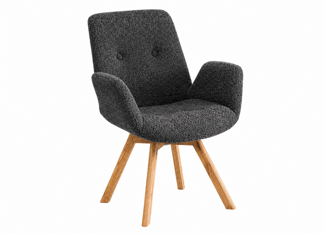 chaise tissu bouclé gris anthracite pas cher