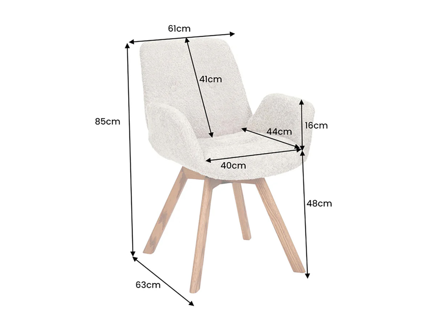 Dimensions d’une chaise pivotante LIORA vert menthe 61 x 85 x 63 cm