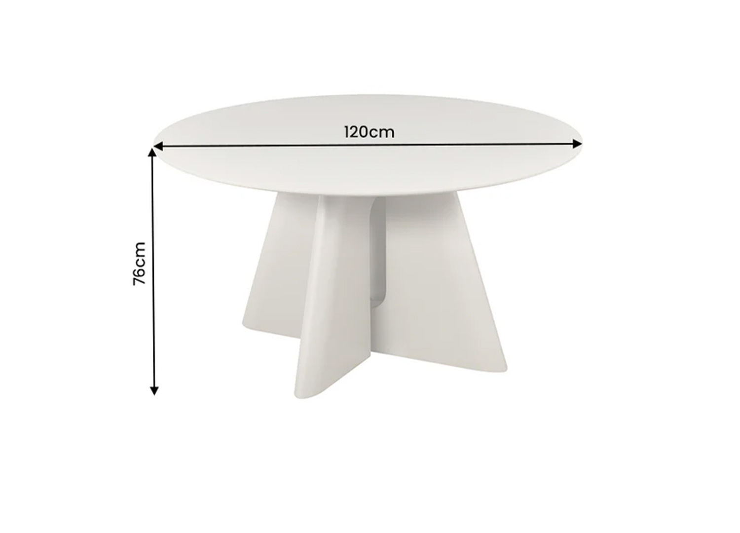 Dimensions de la table ronde ÉLORIA avec plateau de 120 cm de diamètre et hauteur de 76 cm