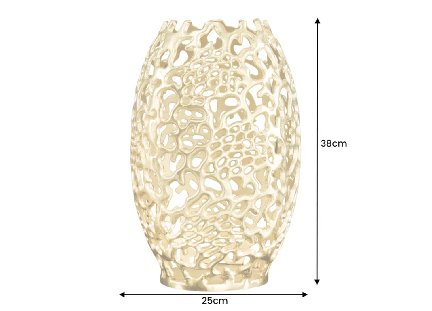 Dimensions du vase décoratif CORALIA 40 cm : largeur 25 cm et hauteur 38 cm