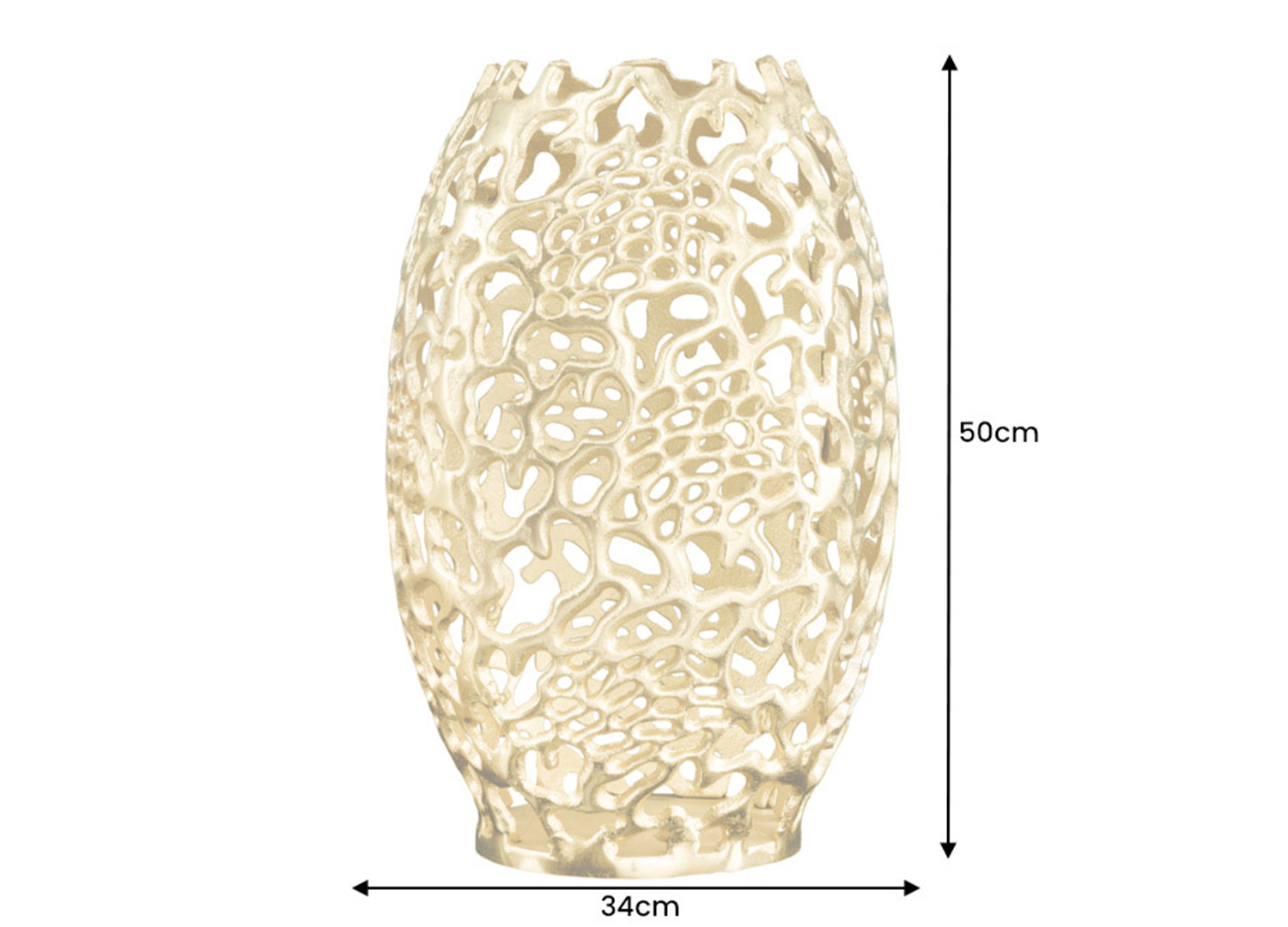Dimensions du vase ovale CORALIA : hauteur 50 cm et largeur 34 cm