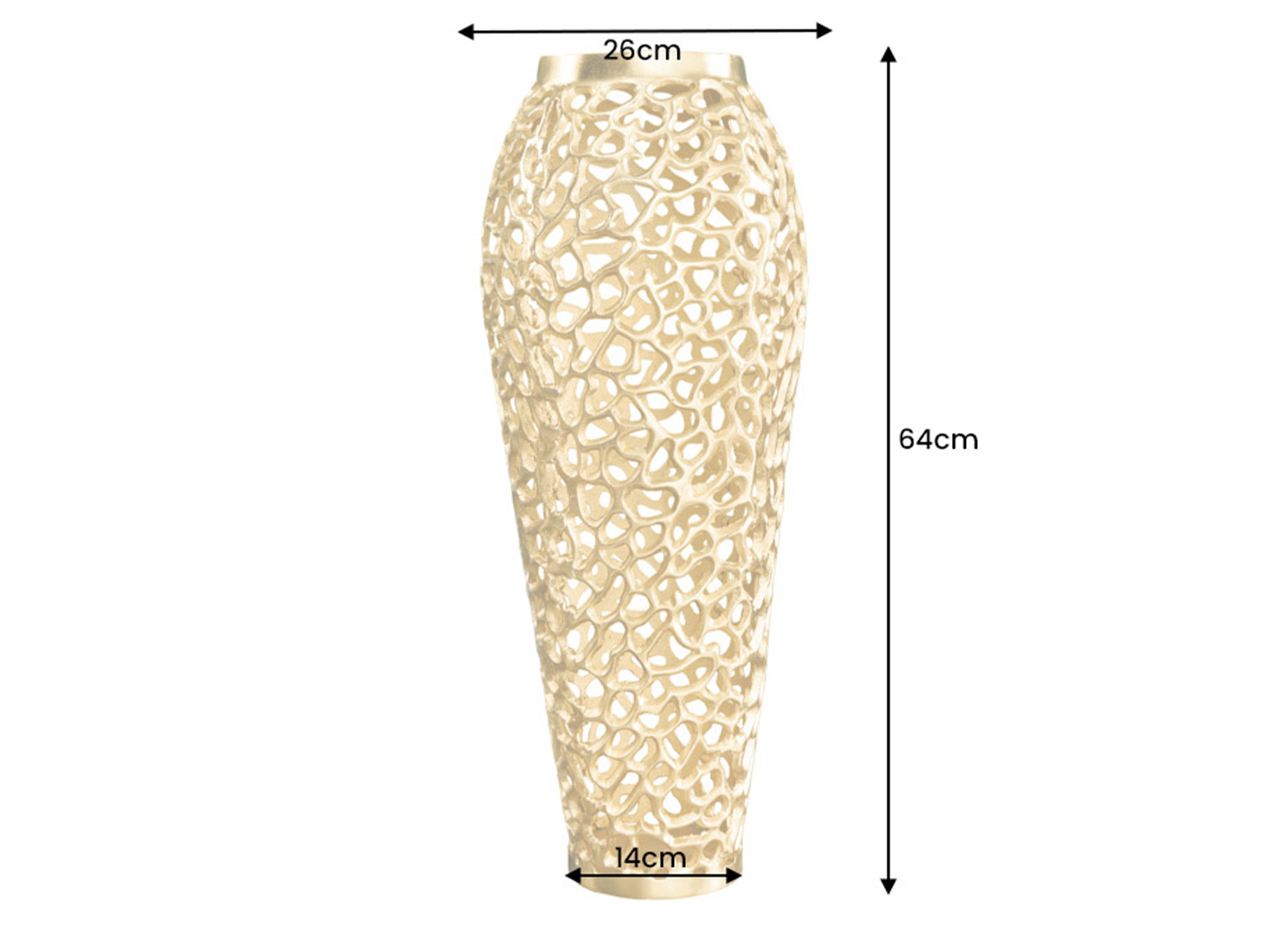 Dimensions du vase CORALIA : hauteur 64 cm, largeur 26 cm et base de 14 cm
