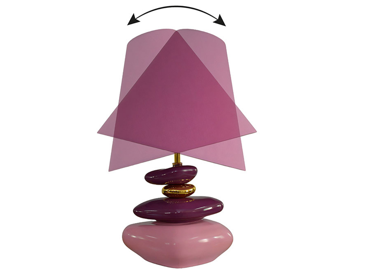 Abat-jour inclinable de la lampe à poser AURÉA rose et or