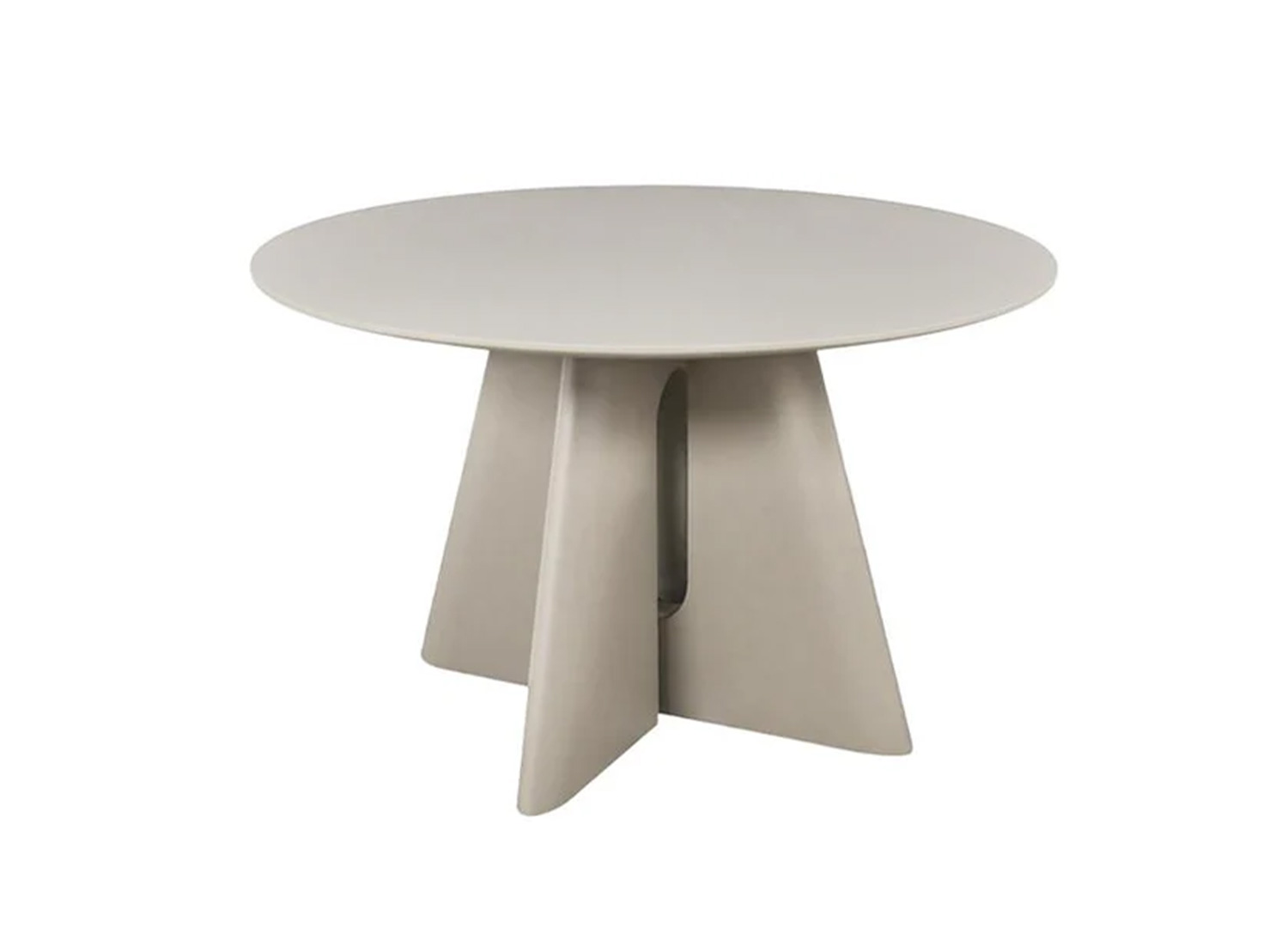 Table à manger ronde ÉLORIA 120 cm grège présentée sur fond blanc