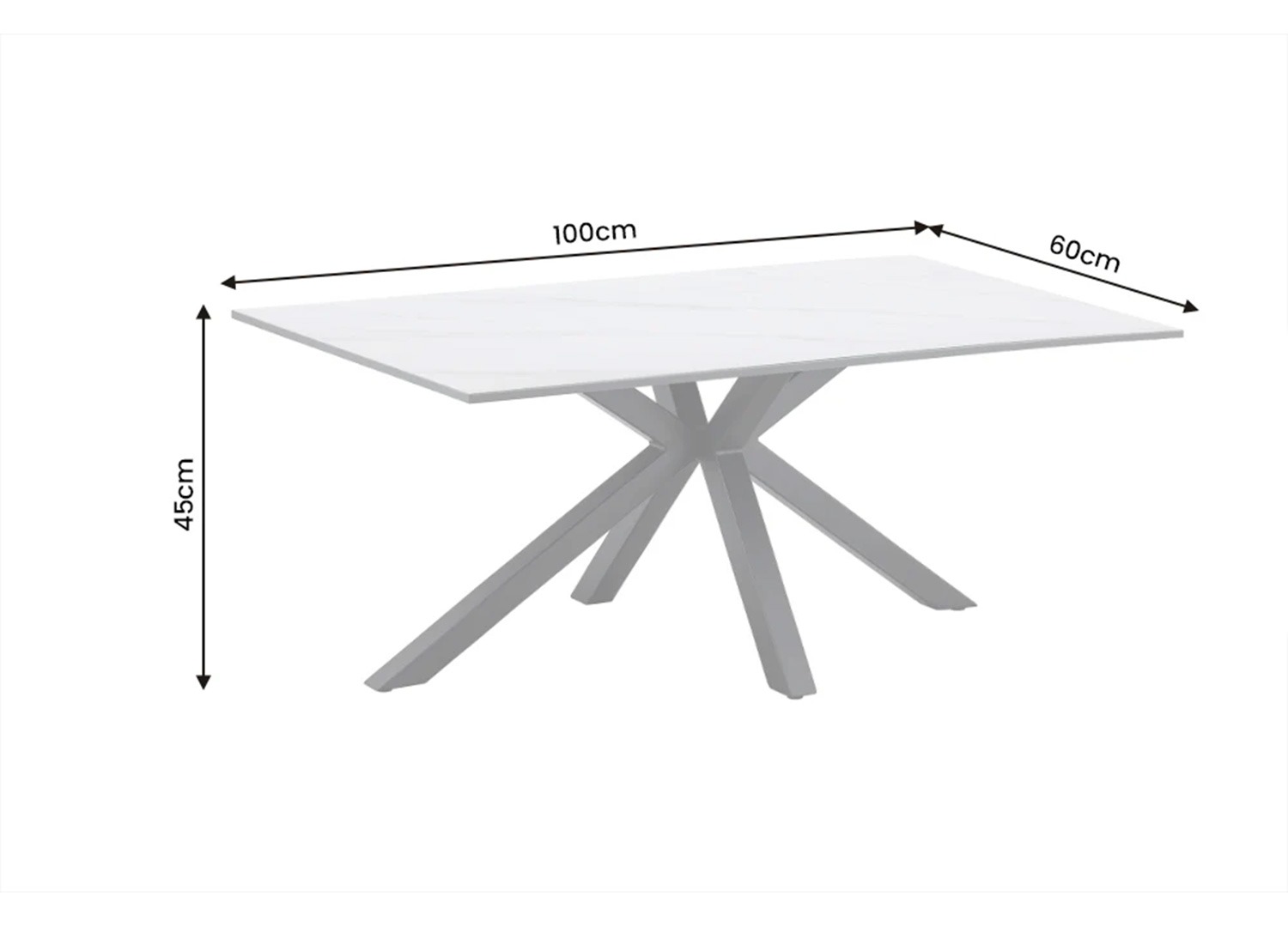 Dimensions de la table basse KAVEN 100 cm en céramique blanche 100 x 60 x 45 cm