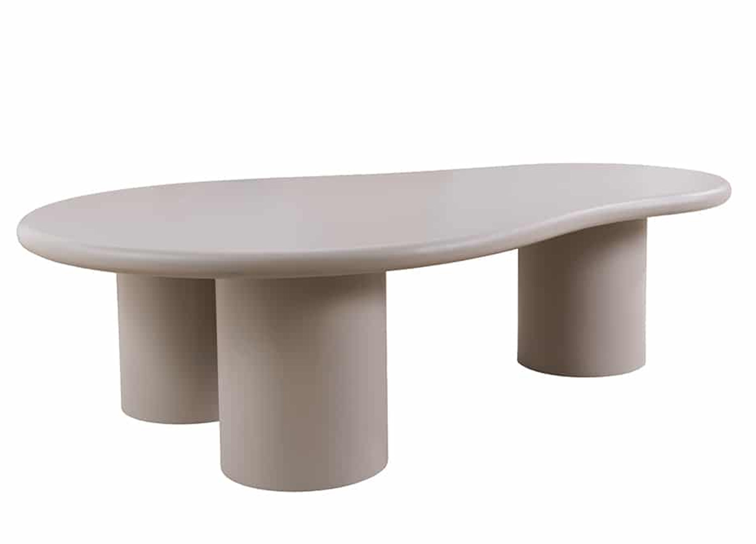 Table basse NÉRAYA 130 cm greige beige sur fond blanc